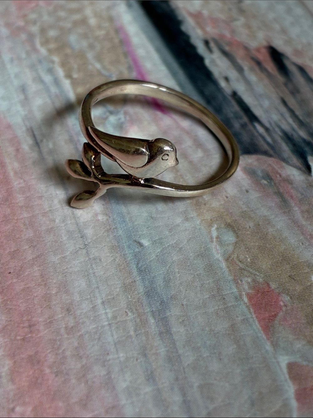 Delicate 925 Sterling Silver Bird, Branch and Leaf ๐